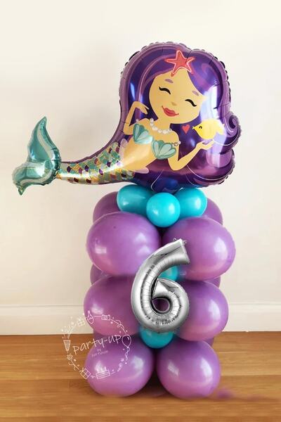 PARTİAVM Deniz Kızı Temalı Doğum Günü Balonu Mini Rakam Balonlu Karşılama Seti
