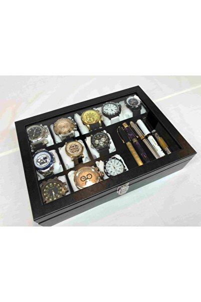 Kelepir Fırsatlar Wristwatch And Ziynet Jewelry Ring Necklace Bracelet Box Decorative Stylish Glass Cover Leather Box