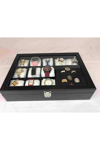 Kelepir Fırsatlar 11 Pieces Wristwatch And Ziynet Item Ring Necklace Bracelet Box Decorative Glass Box with Lid