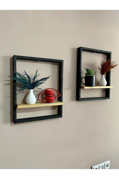 SERTİCARET Decorative 2 Piece Wooden Shelf