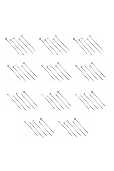 Getshopmini Halkalı Tesbih Ve Takı Çivisi Gümüş 50 Adet