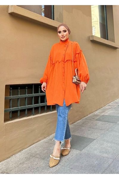 FMN Moda Cămașă lungă de muselină Hijab pentru femei oversize
