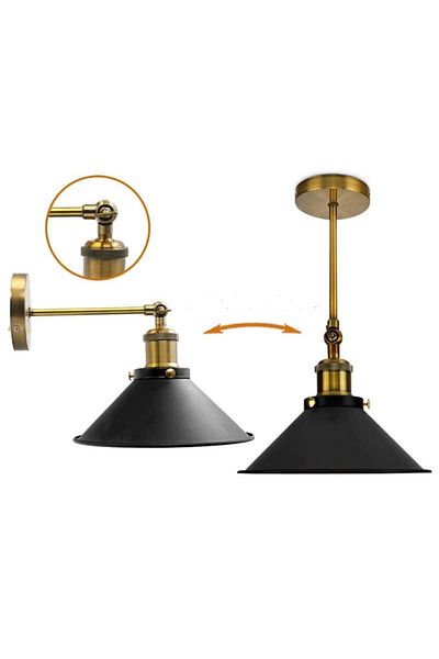 RİOLİGHT Retro Articulated Movable Head Metal Sconce Hat Diameter: 22cm