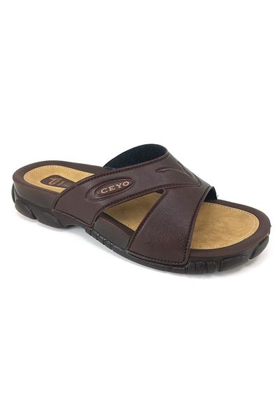 Ceyo Comfort Men's Slippers, Brown 3200-1