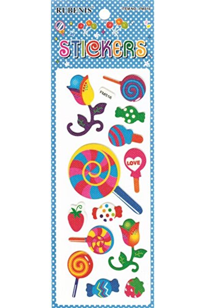Rubenis Simli Renkli Şeker,çiçek Figürlü Stickerlar