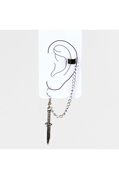 TakıConcept Gümüş Renk Zamak Bıçak Tasarım Earcuff Gotik Küpe