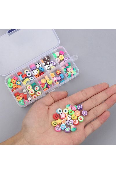 yiğit aksesuar 100 Pieces Boxed Fimo Figure Beads Jewelry Making
