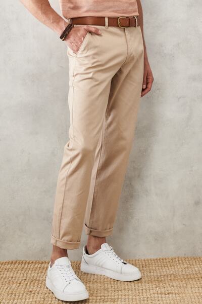 ALTINYILDIZ CLASSICS Men's Beige Comfort Fit Relaxed Cut Flexible Chino Casua...