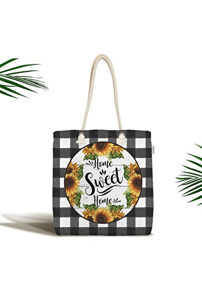 Realhomes Чорно-біла картата сумка через плече з блискавкою та принтом «Home ...