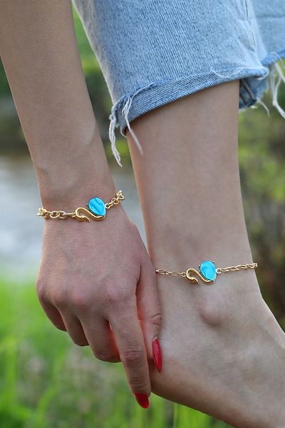 Dukkanka Set of 2 Swan Colored Design Bracelets and Anklets