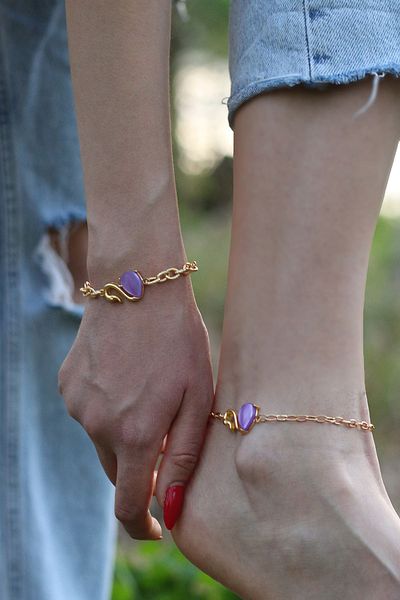Dukkanka Set of 2 Swan Colored Design Bracelets and Anklets