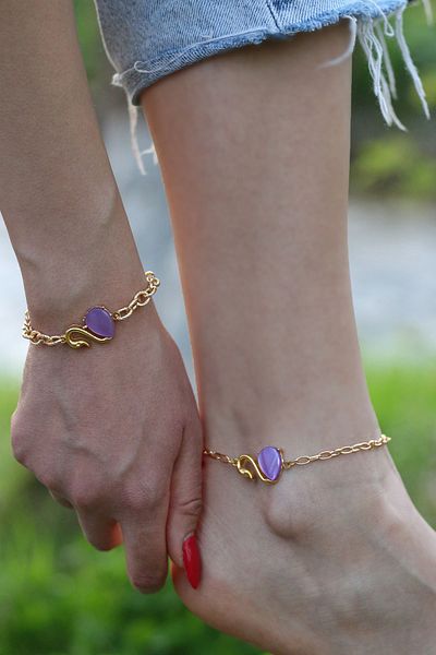 Dukkanka Set of 2 Swan Colored Design Bracelets and Anklets