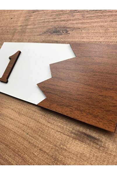Amorf Design Dekoratif Ahşap Kapı Numarası Beyaz-ceviz