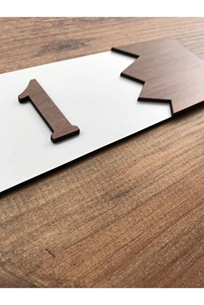 Amorf Design Dekoratif Ahşap Kapı Numarası Beyaz-ceviz