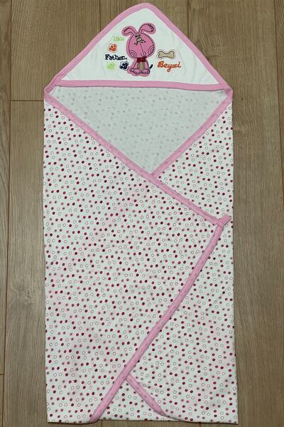Beyzi Bebe Bebek Battaniyesi Kundaklı Tek Kat Nakışlı Yazlık, Köpek Desenli