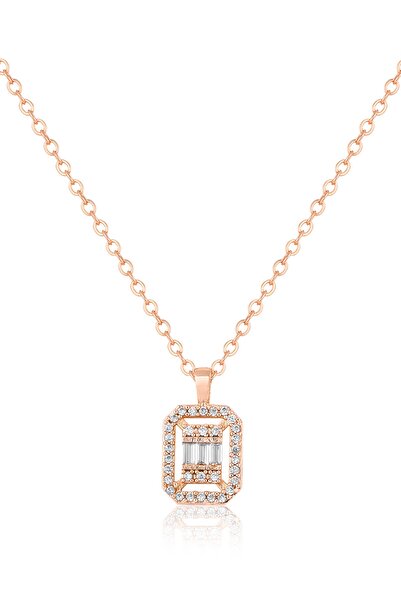 Polo Air Zircon Stone Baguette Necklace and Elevator Bracelet Combination Copper Color