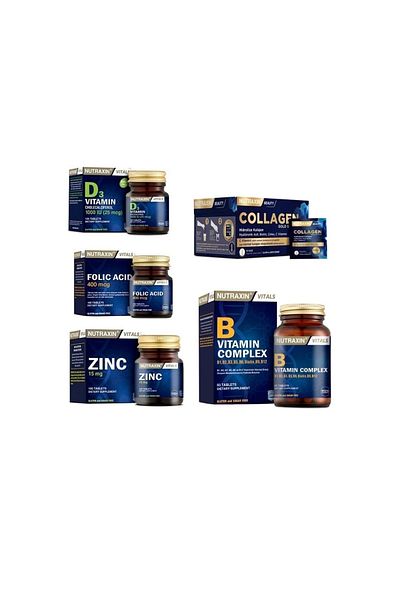 Nutraxin Collagen 30 Sachet - 10000MgFolic Acid Zinc Vitamin D3 VitaminB60 Tablets