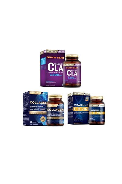 Nutraxin Tonalin Cla 1300 Mg - 60 Capsules Hydrolyzed Collagen 30 Tablets + Vitamin Max 60 Tablets