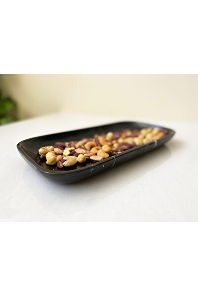 Modestmar Natural Black Marble Boat Plate - Snack Plate