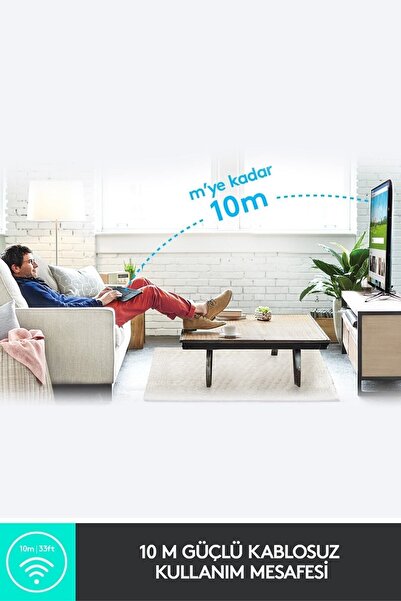 logitech K400 Plus Dokunmatik Yüzeyli USB Bağlantılı Türkçe Q TV Klavyesi - Siyah