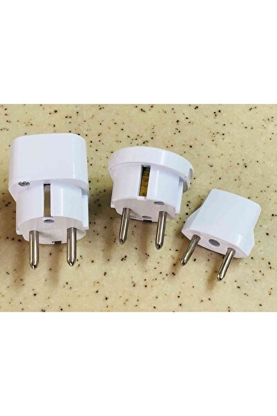 Kelepir Fırsatlar Ingiliz Dubai Amerika Fişinden Türkiye Fişine Çevirici Adaptör 3 Adet Beyaz Avrupa Uç