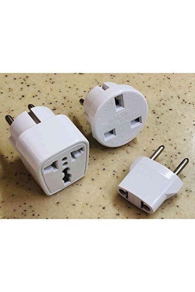Kelepir Fırsatlar Ingiliz Dubai Amerika Fişinden Türkiye Fişine Çevirici Adaptör 3 Adet Beyaz Avrupa Uç