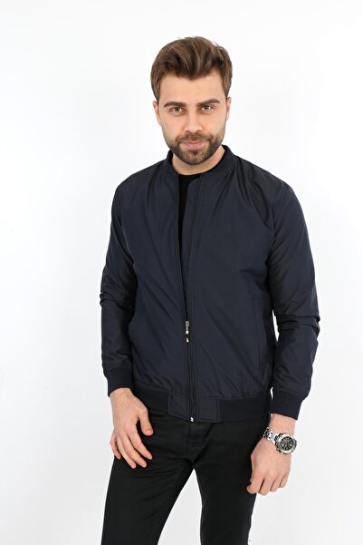 B&T Чоловіче літнє пальто з подвійною кишенею темно-синього кольору