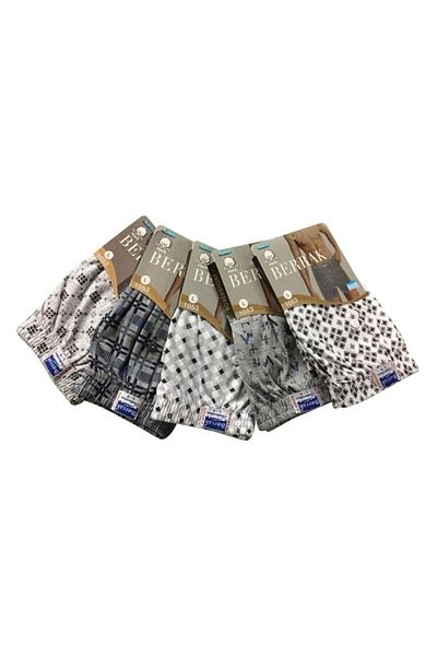 ruby socks Combed Cotton Boxer 5-Piece Patterned Comfortable Classic Cut Men's Boxer Regular Comfortable Loose Cut Clear