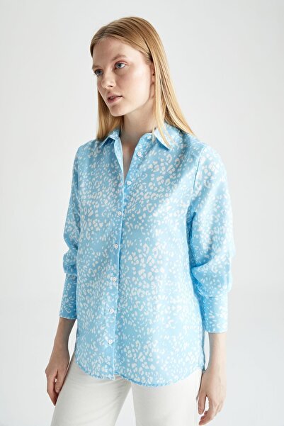 DeFacto Regular Fit Desenli Uzun Kollu Gömlek