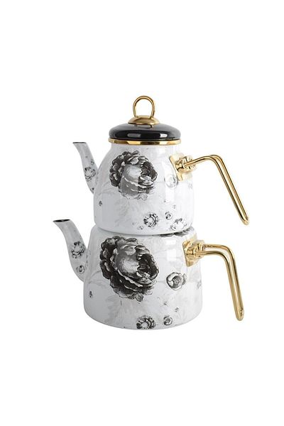 Bayev Elite Class Neva Black Enamel Teapot Set