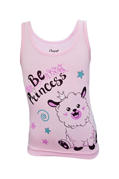 Onurel 5'li Kuzu Baskılı Likralı Geniş Askı Kız Çocuk Atlet