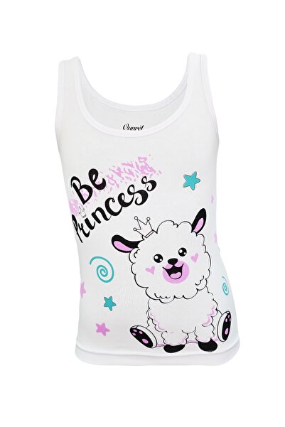 Onurel 5'li Kuzu Baskılı Likralı Geniş Askı Kız Çocuk Atlet