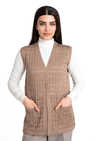 Nacar Anneler Günü Orta Yaş ve Üzeri Merserize Cepli Düğmeli Rolax Anne Yelek