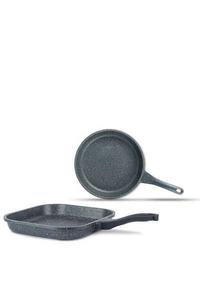 ThermoAD Cast Aluminum Granite 28x28 Square Grill Pan & 24 Cm Pan