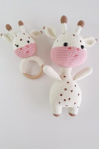 kikadu Amigurumi Uyku Arkadaşı Doğal Organik Örgü Oyuncak Bebek Sevimli Züraf...