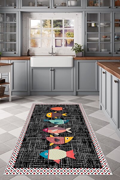 Thalia Home Kaymaz Taban Dijital Baskı Yıkanabilir Mutfak Halısı Yolluk