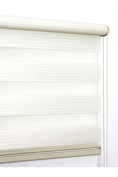 buperde Ecru (Light Cream) Narrow Pleated Pleated Zebra Roller Blinds