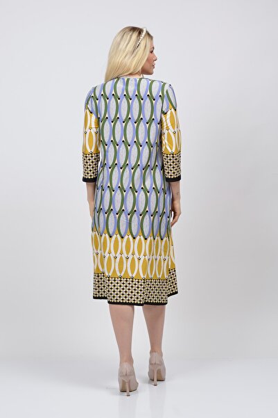 TUSSE Εκλεκτό φόρεμα μεγάλου μεγέθους με πέτρινη χειροποίητη διακόσμηση από τριών τετάρτων χρώματα