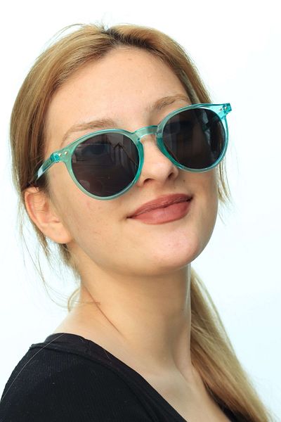 LOOKUP Unisex Turquoise Frame Sunglasses - Black Glass, Oval Design