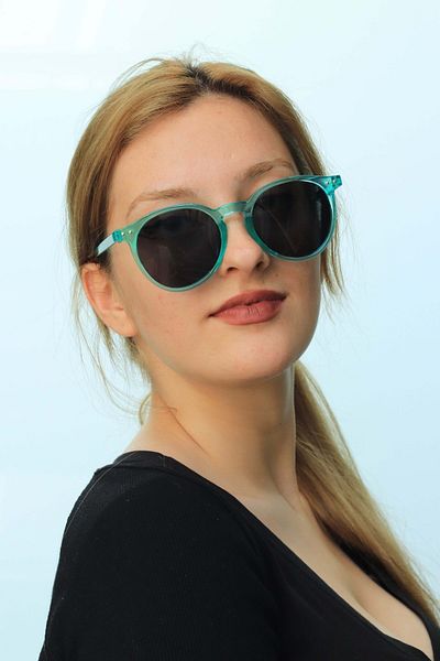 LOOKUP Unisex Turquoise Frame Sunglasses - Black Glass, Oval Design