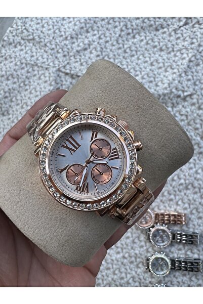 ÇENÇEN Sevgili Çift Gold Çelik Kasa Analog Kol Saati