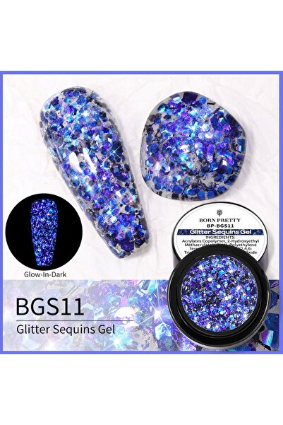 Born Pretty Karanlıkta Parlayan Simli Pullu Jel