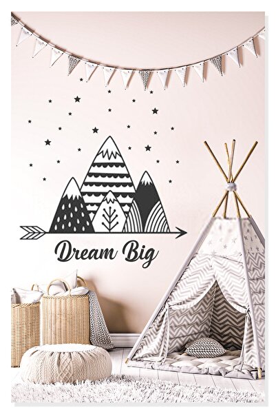 Sticker Sepetim Scandinavian Patterned Mountains Stars Children's Room Wall S...