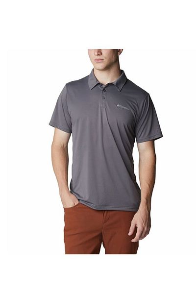 Columbia Ανδρικό μπλουζάκι πόλο με κοντό μανίκι Hike Polo σε γκρι χρώμα Ao3614-023