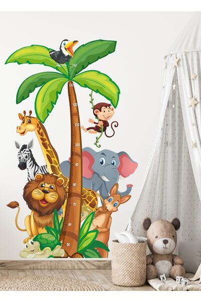 Sticker Sepetim Cute Animals Themed Height Meter Children's Room Multi-Purpos...