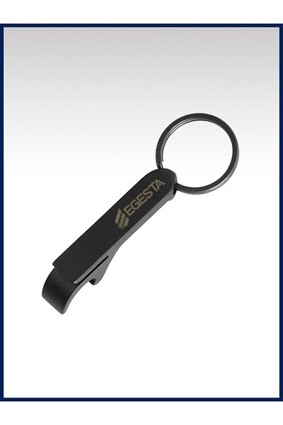 EGESTA Bottle with Keychain, Can Beverage Opener - Metal Opener Black