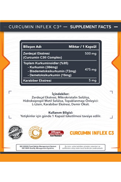Smartcaps Inflex C3 2000 X Curcumin / 30 Kapsül /