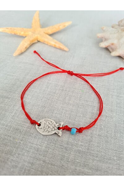 ONEPRETTYWISH Balık Kırmızı Ip Boncuklu Bileklik