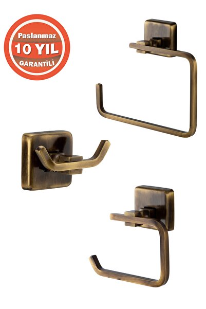 ÇELİK BANYO Antik Paslanmaz Pirinç Banyo Seti – Havluluk, Bornozluk, Tuvalet ...