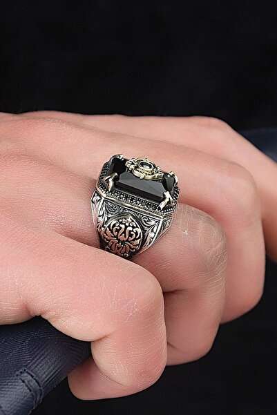 ALYANSEVİM Siyah Zirkon Taşlı Gümüş Yüzük